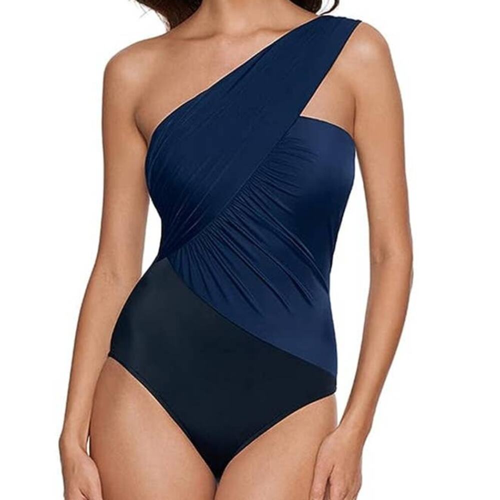 Magicsuit NWT Goddess One Shoulder Underwire One Piece Colorblock Swimsuit Sz 14
